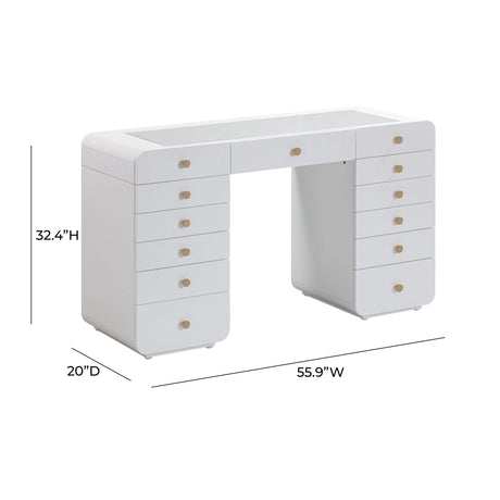 Hollywood White Vanity Desk by TOV Furniture at Eve Furniture
