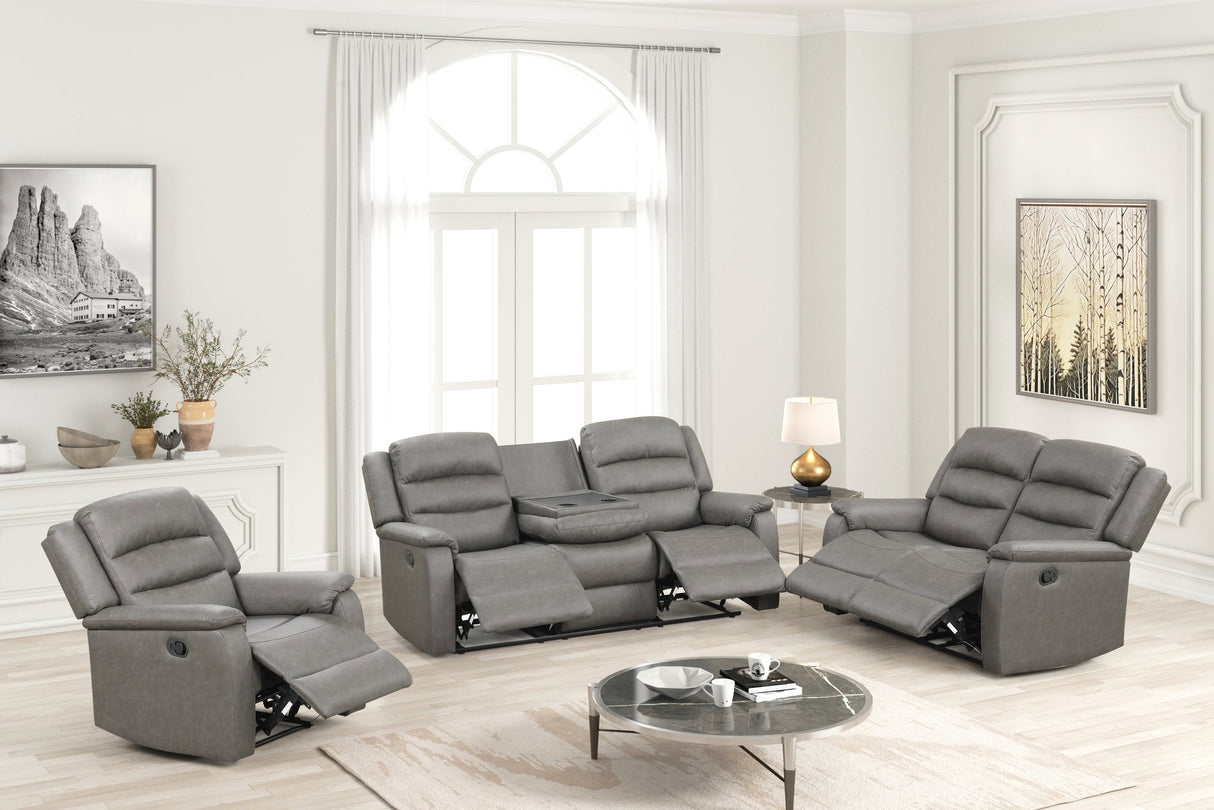 Hope Gray 3-Piece Reclining Living Room Set by Happy Homes at Eve Furniture