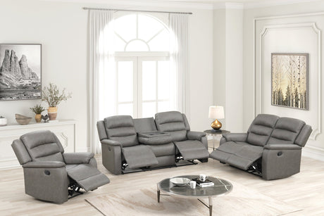 Hope Gray 3-Piece Reclining Living Room Set by Happy Homes at Eve Furniture