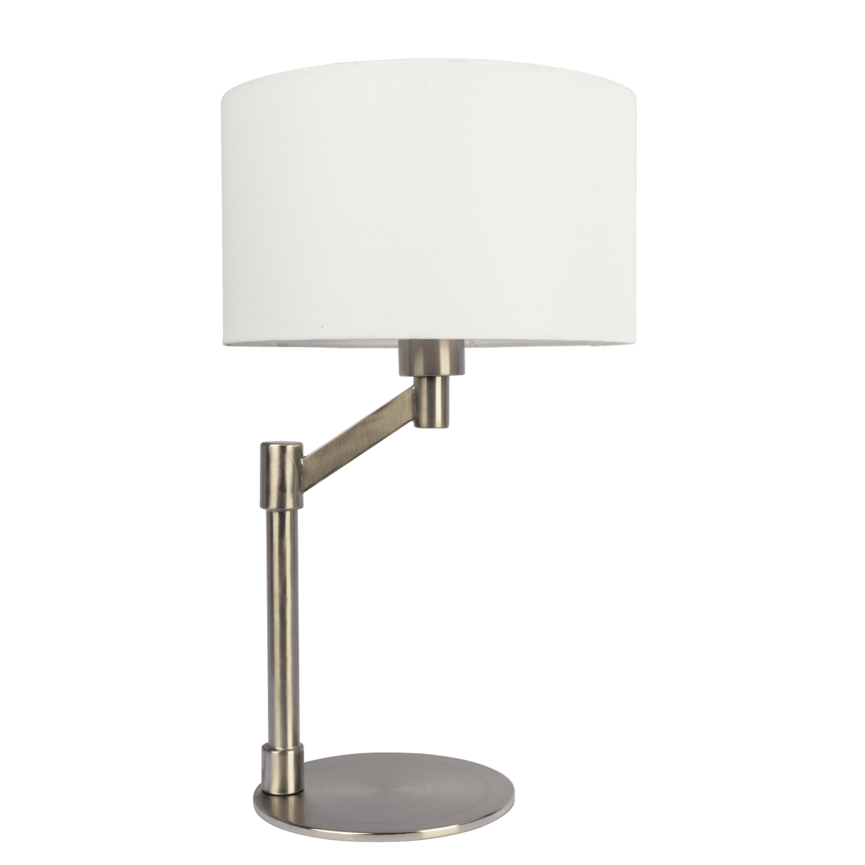 Horizon Brushed Nickel Table Lamp with On/Off Switch Curved Metal Base Linen Shade by Ashcroft Imports at Eve Furniture