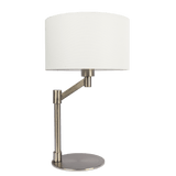 Horizon Brushed Nickel Table Lamp with On/Off Switch Curved Metal Base Linen Shade by Ashcroft Imports at Eve Furniture