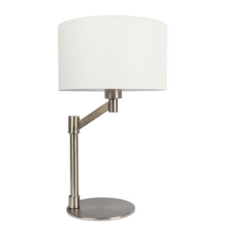 Horizon Brushed Nickel Table Lamp with On/Off Switch Curved Metal Base Linen Shade by Ashcroft Imports at Eve Furniture