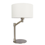 Horizon Brushed Nickel Table Lamp with On/Off Switch Curved Metal Base Linen Shade by Ashcroft Furniture at Eve Furniture