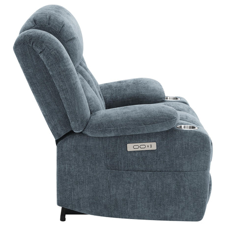 Houston Slate Blue Upholstered Power Lift Recliner Chair by Coaster at Eve Furniture
