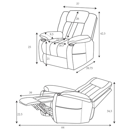 Houston Slate Blue Upholstered Power Lift Recliner Chair by Coaster at Eve Furniture