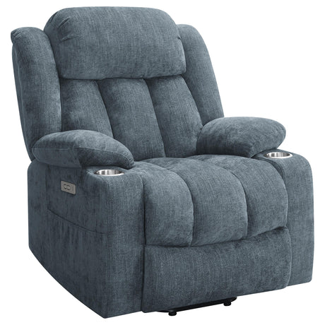 Houston Slate Blue Upholstered Power Lift Recliner Chair by Coaster at Eve Furniture