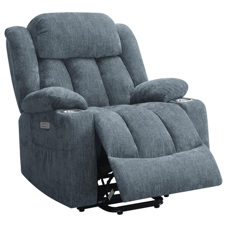 Houston Slate Blue Upholstered Power Lift Recliner Chair by Coaster at Eve Furniture