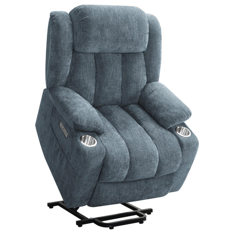 Houston Slate Blue Upholstered Power Lift Recliner Chair by Coaster at Eve Furniture