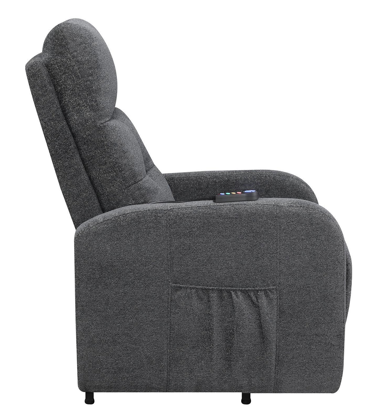 Howie Charcoal Tufted Upholstered Power Lift Recliner by Coaster at Eve Furniture
