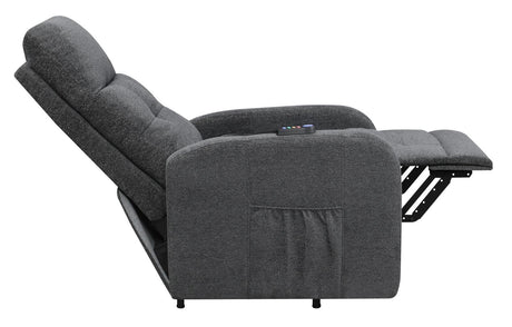 Howie Charcoal Tufted Upholstered Power Lift Recliner by Coaster at Eve Furniture