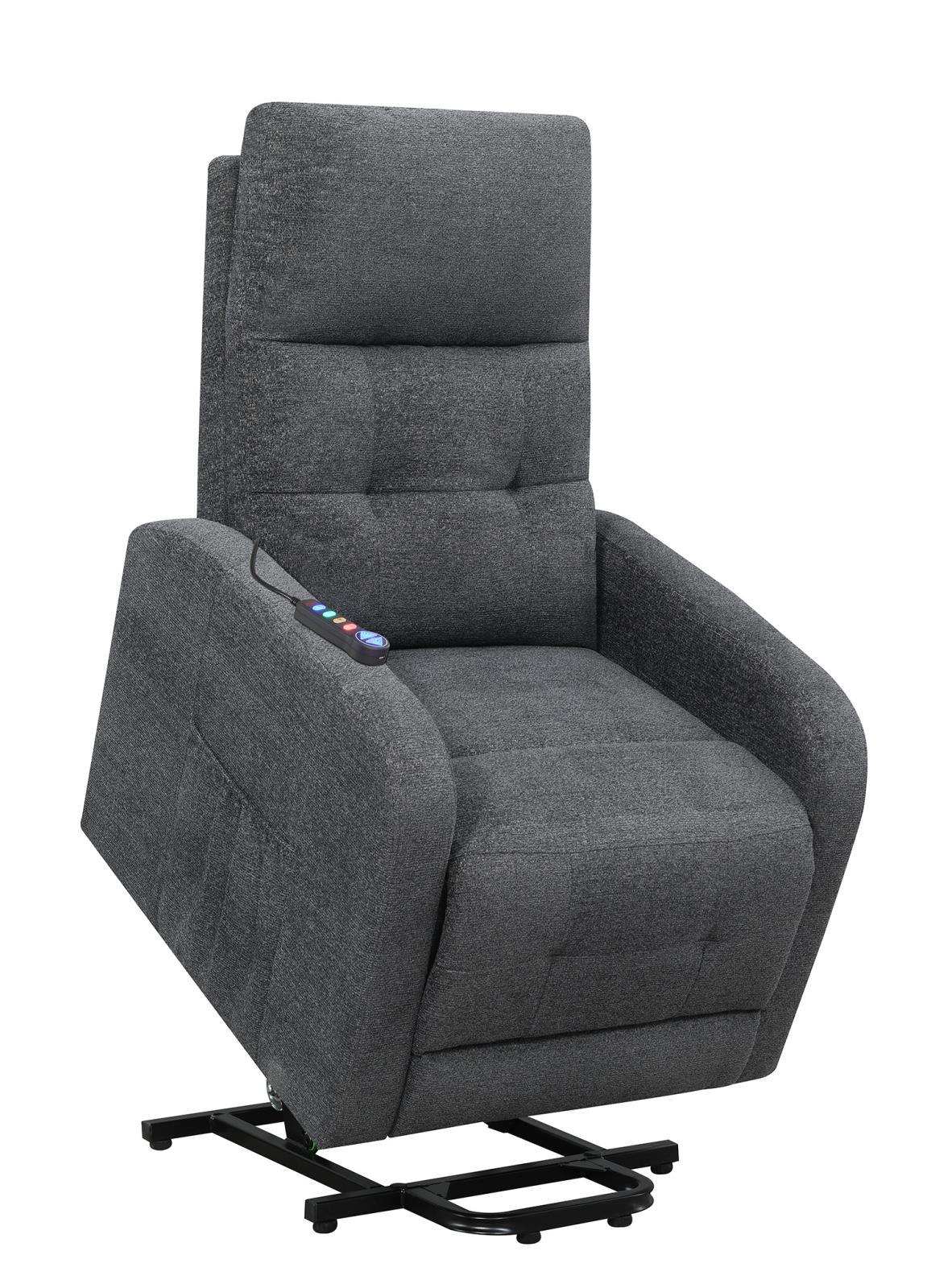 Howie Charcoal Tufted Upholstered Power Lift Recliner by Coaster at Eve Furniture