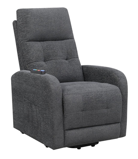 Howie Charcoal Tufted Upholstered Power Lift Recliner by Coaster at Eve Furniture