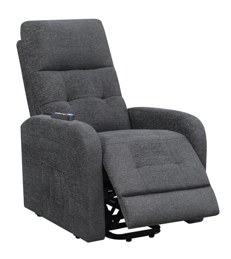 Howie Charcoal Tufted Upholstered Power Lift Recliner by Coaster at Eve Furniture