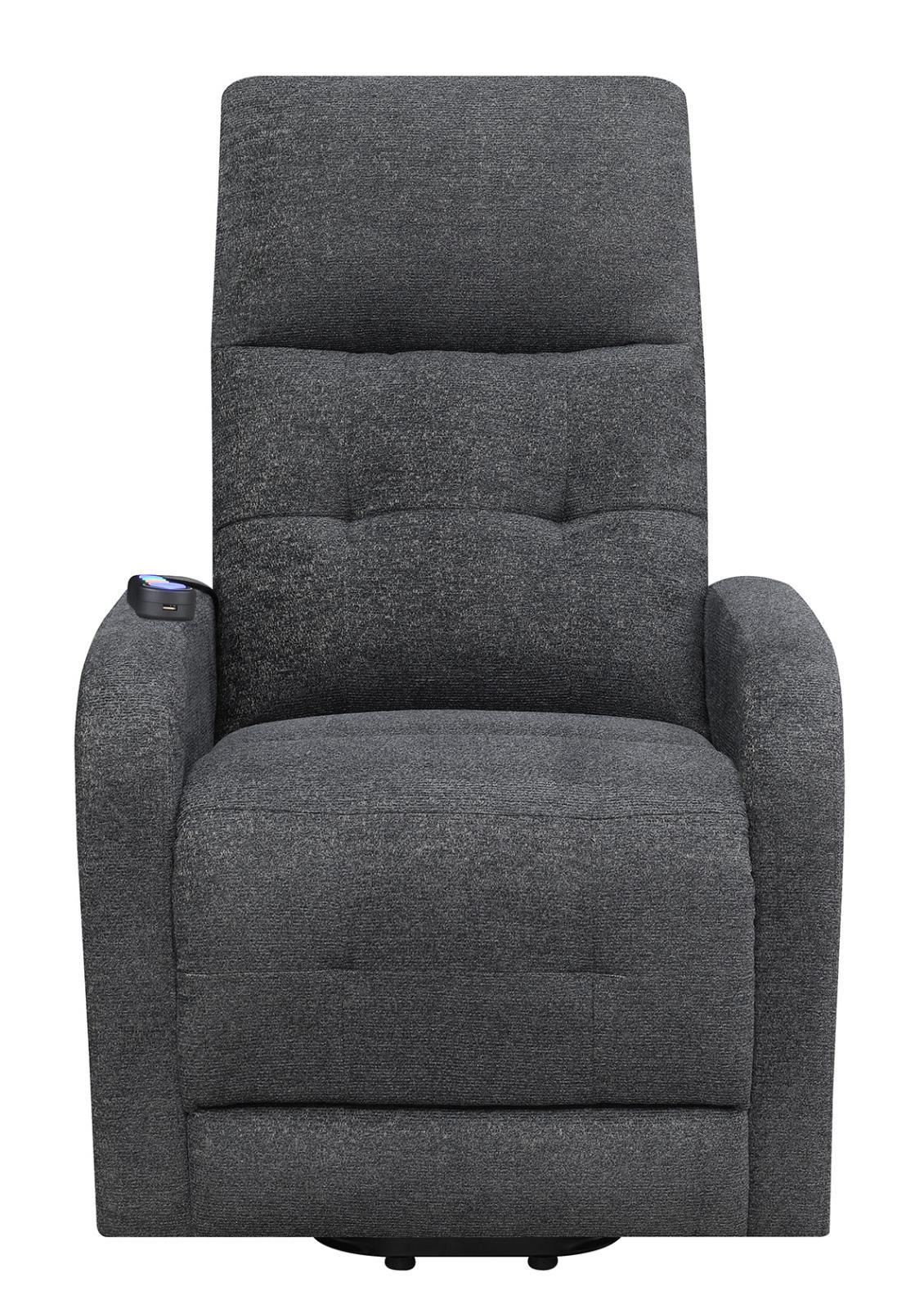 Howie Charcoal Tufted Upholstered Power Lift Recliner by Coaster at Eve Furniture
