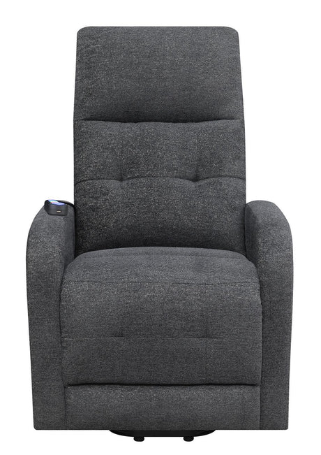 Howie Charcoal Tufted Upholstered Power Lift Recliner by Coaster at Eve Furniture