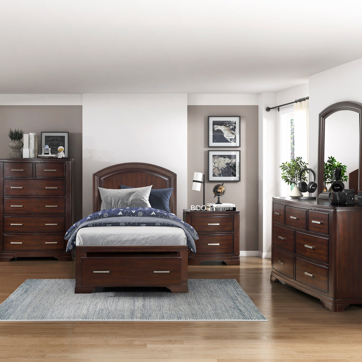 Br Platform Hudson Cherry Storage Platform Youth Bedroom Set-Eve Furniture