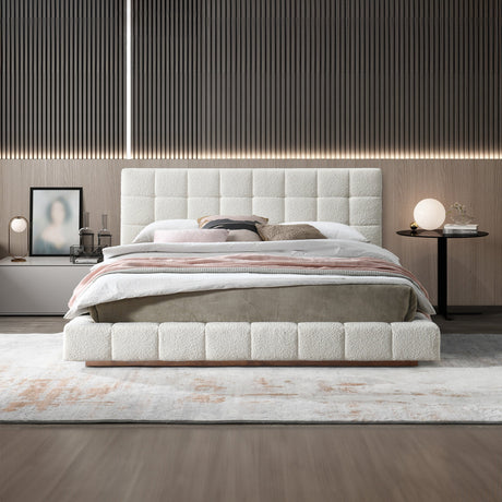Hudson Ivory Boucle Queen Bed by Ashcroft Imports at Eve Furniture