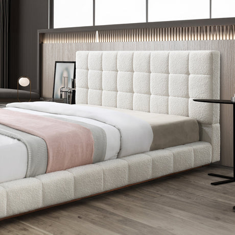 Hudson Ivory Boucle Queen Bed by Ashcroft Imports at Eve Furniture