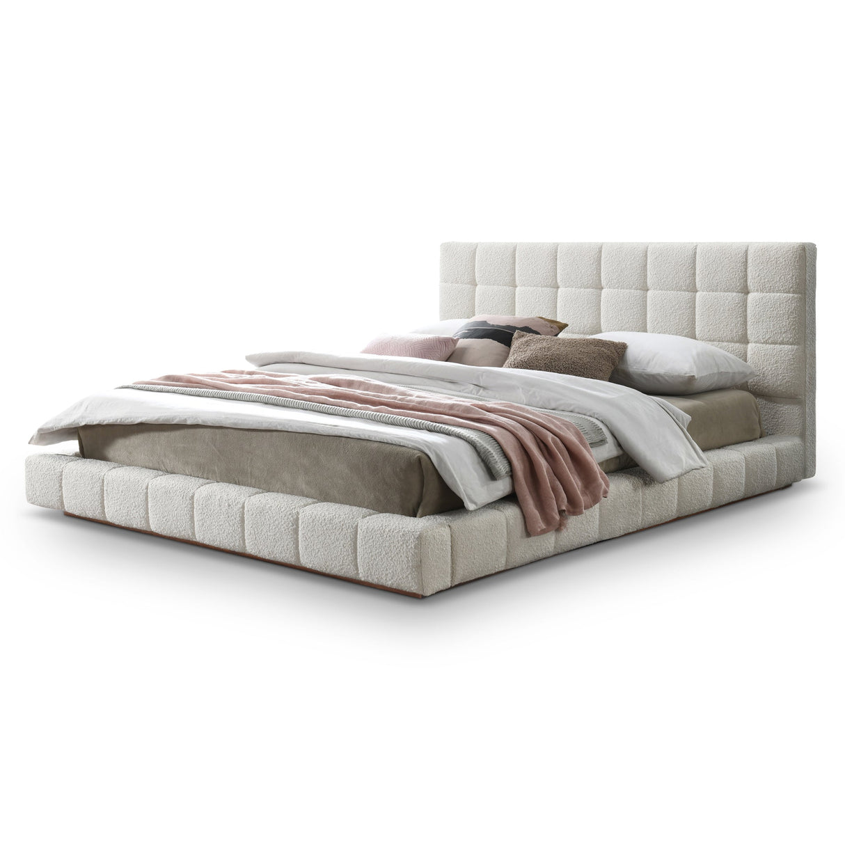 Hudson Ivory Boucle Queen Bed by Ashcroft Imports at Eve Furniture