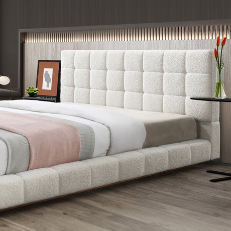 Hudson Ivory Boucle King Bed by Ashcroft Imports at Eve Furniture