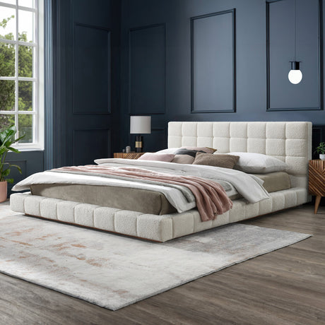 Hudson Ivory Boucle King Bed by Ashcroft Imports at Eve Furniture