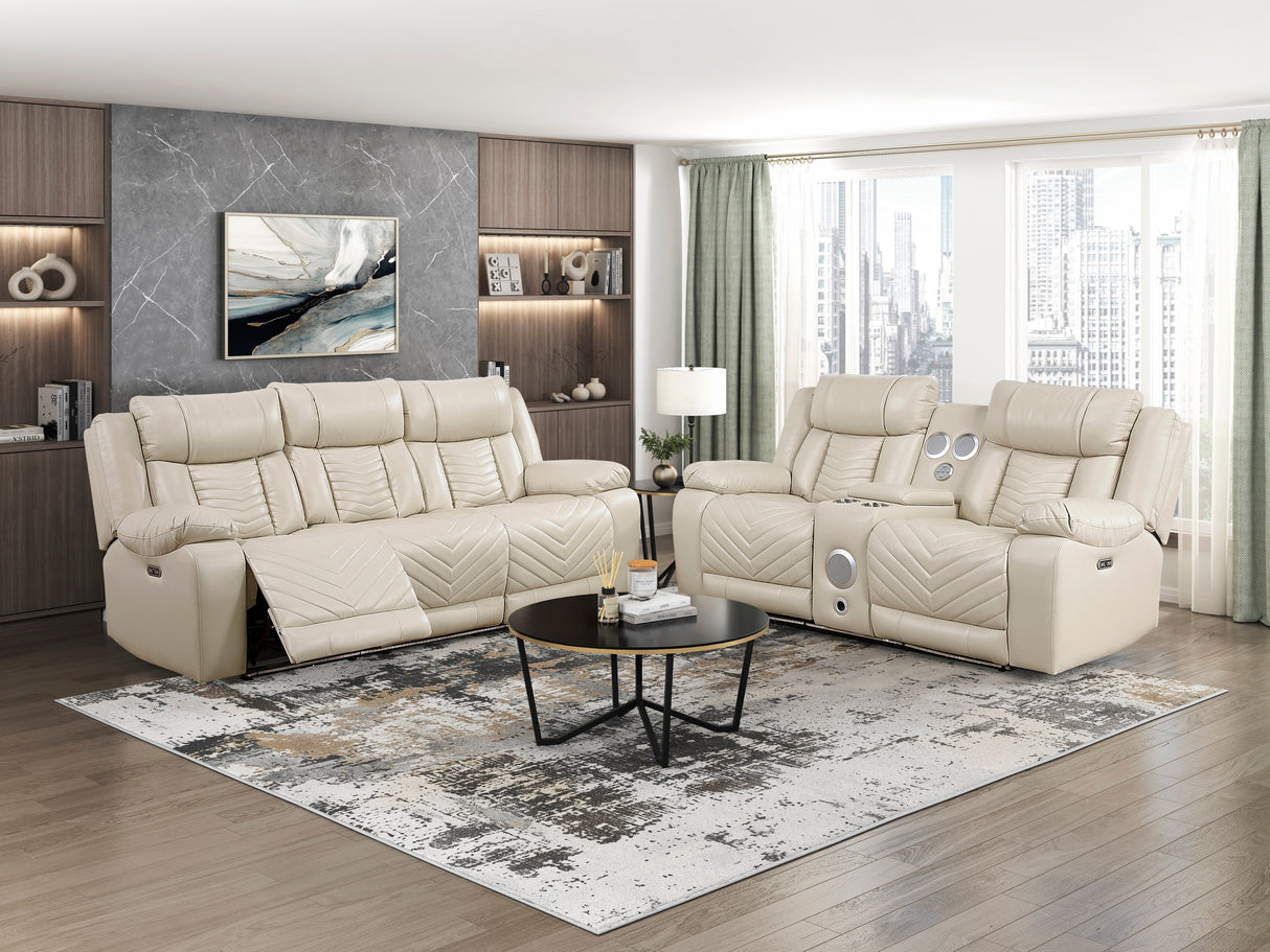 Huron Beige Power Double Reclining Sofa by Homelegance at Eve Furniture