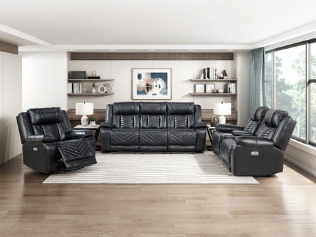 Huron Black Power Double Reclining Loveseat with Center Console by Homelegance at Eve Furniture