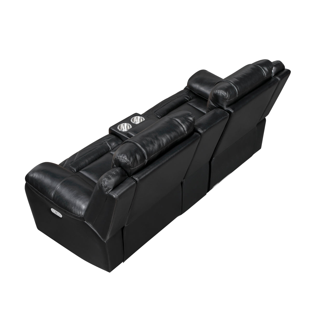 Huron Black Power Double Reclining Loveseat with Center Console by Homelegance at Eve Furniture