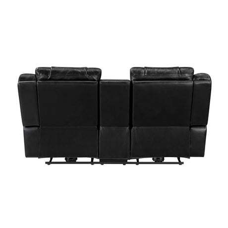 Huron Black Power Double Reclining Loveseat with Center Console by Homelegance at Eve Furniture