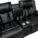 Huron Black Power Double Reclining Loveseat with Center Console by Homelegance at Eve Furniture