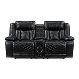 Huron Black Power Double Reclining Loveseat with Center Console by Homelegance at Eve Furniture