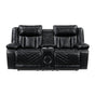 Huron Black Power Double Reclining Loveseat with Center Console by Homelegance at Eve Furniture