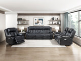 Huron Black Power Reclining Chair by Homelegance at Eve Furniture