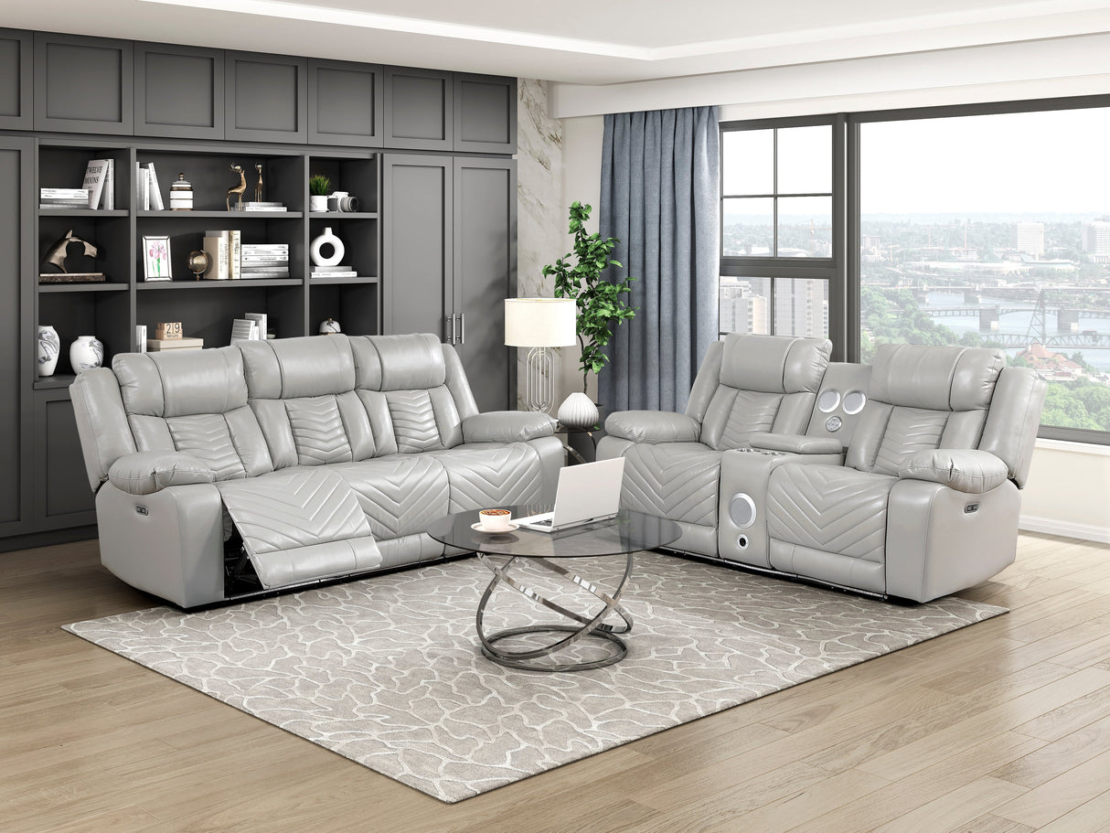 Huron Gray Power Double Reclining Loveseat with Center Console by Homelegance at Eve Furniture