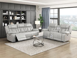 Huron Gray Power Double Reclining Loveseat with Center Console by Homelegance at Eve Furniture