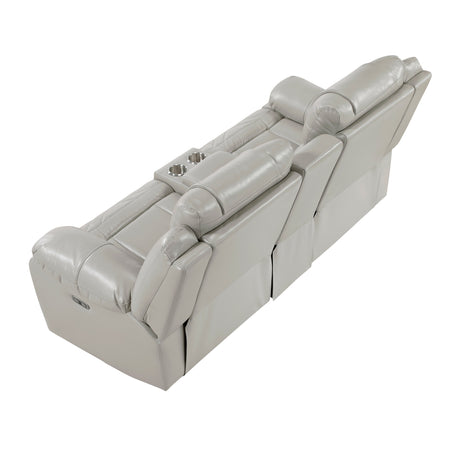 Huron Gray Power Double Reclining Loveseat with Center Console by Homelegance at Eve Furniture