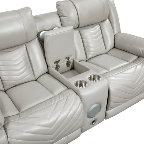 Huron Gray Power Double Reclining Loveseat with Center Console by Homelegance at Eve Furniture