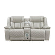 Huron Gray Power Double Reclining Loveseat with Center Console by Homelegance at Eve Furniture