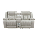 Huron Gray Power Double Reclining Loveseat with Center Console by Homelegance at Eve Furniture
