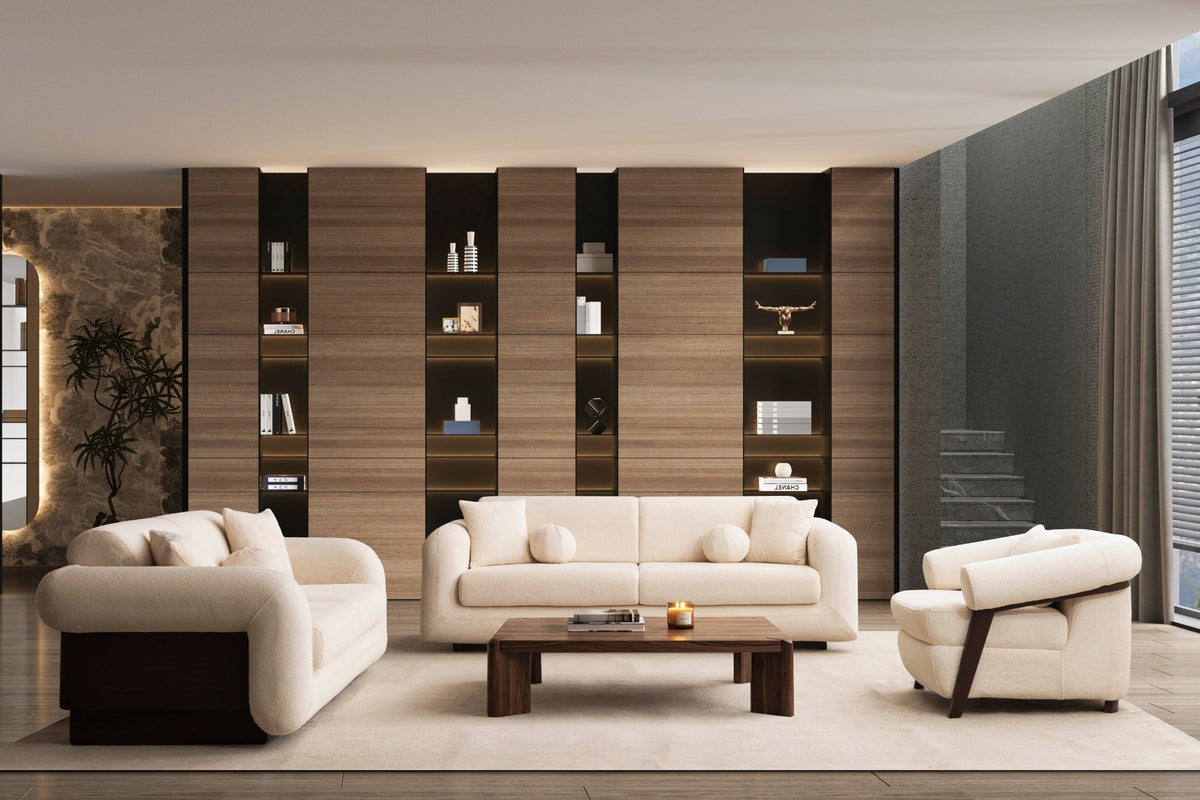 Damla Cream Living Room Set