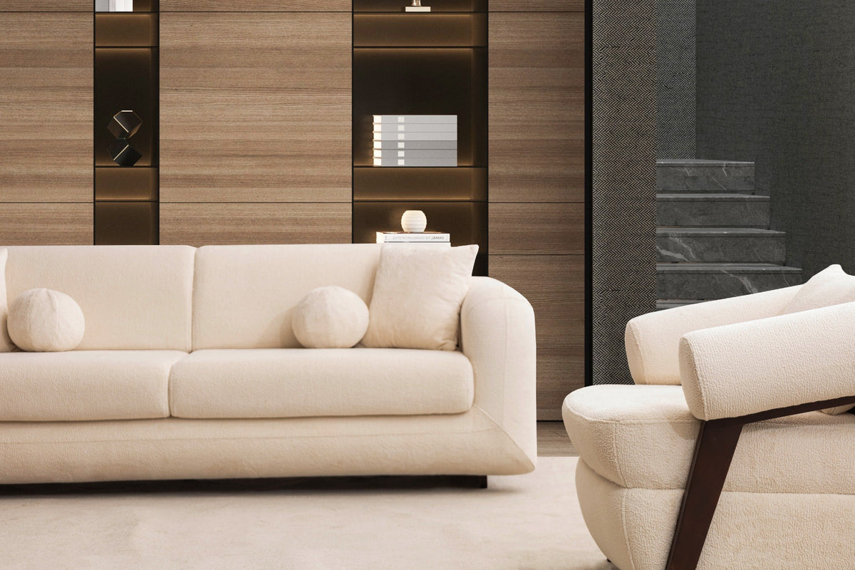Damla Cream Living Room Set