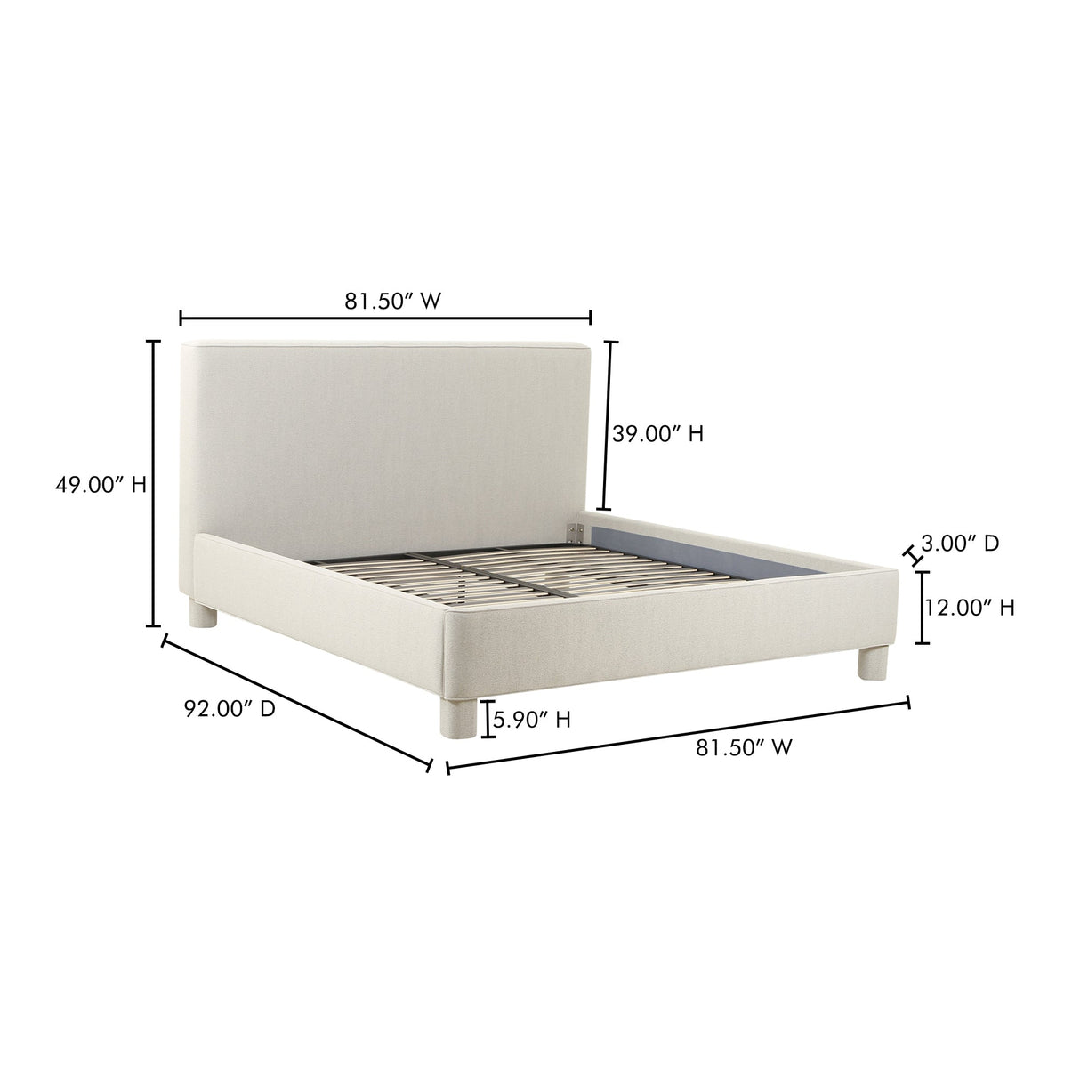 Ichigo Light Grey King Bed by Moe's Home at Eve Furniture