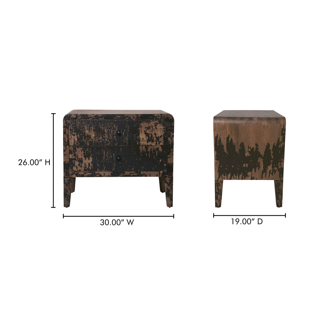 Iris Distressed Black Nightstand by Moe's Home at Eve Furniture