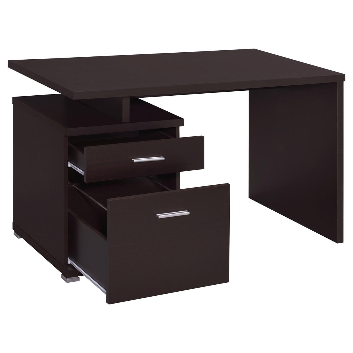 Irving Cappuccino 2-Drawer Office Desk with Cabinet by Coaster at Eve Furniture