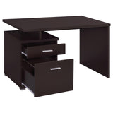 Irving Cappuccino 2-Drawer Office Desk with Cabinet by Coaster at Eve Furniture