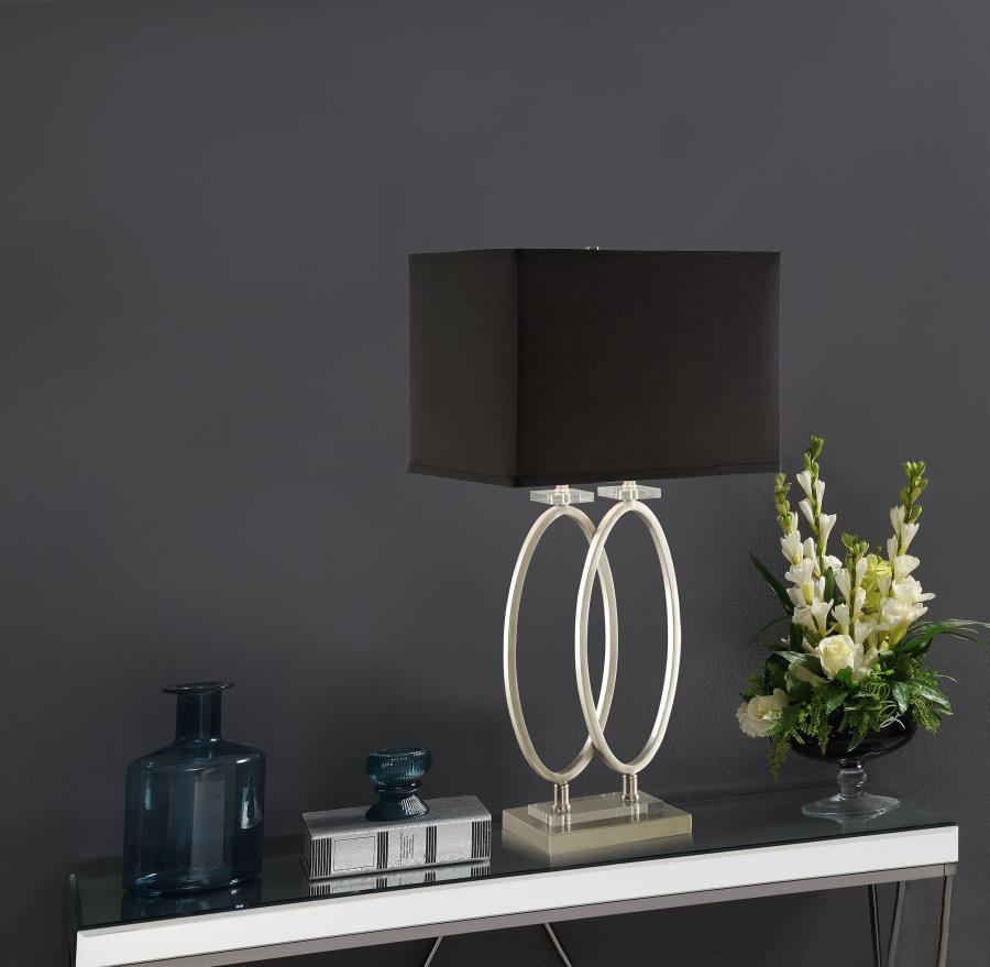 Izuku Black/Brushed Nickel Rectangular Shade Table Lamp by Coaster at Eve Furniture