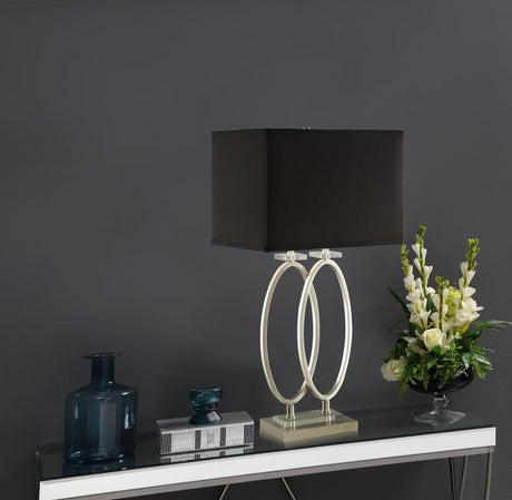Izuku Black/Brushed Nickel Rectangular Shade Table Lamp by Coaster at Eve Furniture