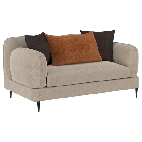 Jade Latte Chenille Upholstered Sculpted Track Arm Loveseat by Coaster at Eve Furniture