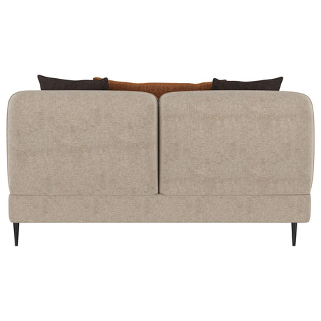 Jade Latte Chenille Upholstered Sculpted Track Arm Loveseat by Coaster at Eve Furniture