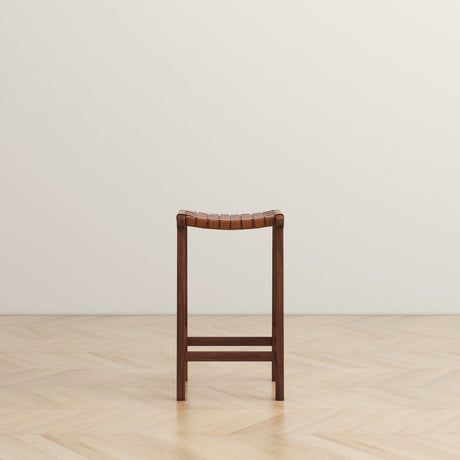 James Mid-Century Modern Genuine Tan Leather 24.5" Counter Stool by Ashcroft Furniture at Eve Furniture